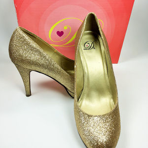 Delicious Gold Glitter High Heels